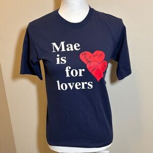 Fruit of the Loom Navy Tee with White Text and Red Hearts